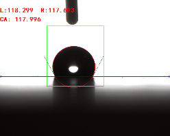 金属陶瓷膜接触角测量实图