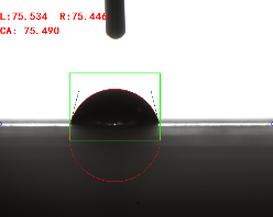 金属陶瓷膜接触角测量实图