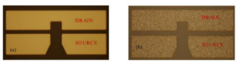（左）退火前欧姆接触形态 （右）退火后欧姆接触形态